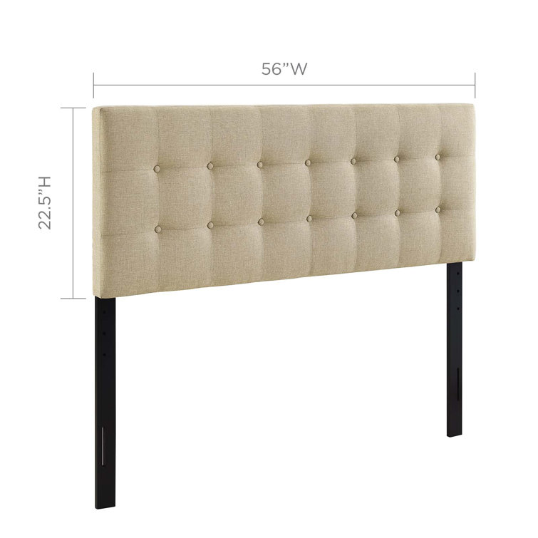Emily Beige Tufted Linen Full Upholstered Headboard
