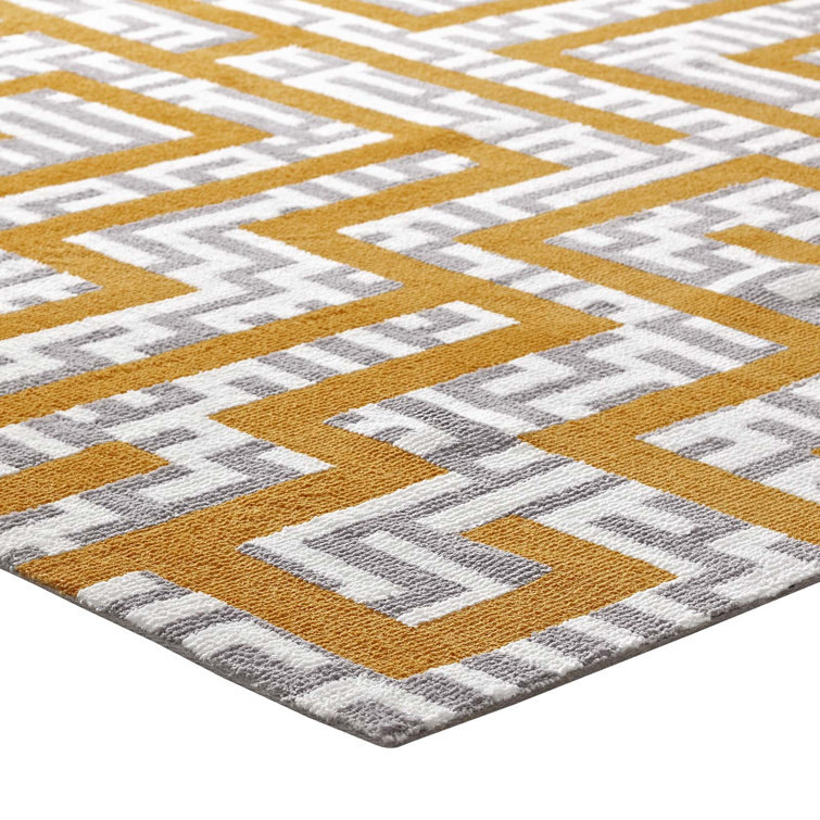 Nahia 5x8 Ivory and Blue Geometric Area Rug