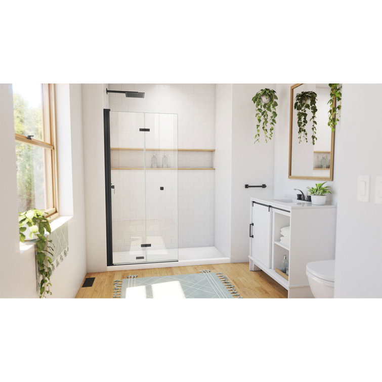 Matte Black Frameless Bi-Fold Shower Door, 72 Inch Height