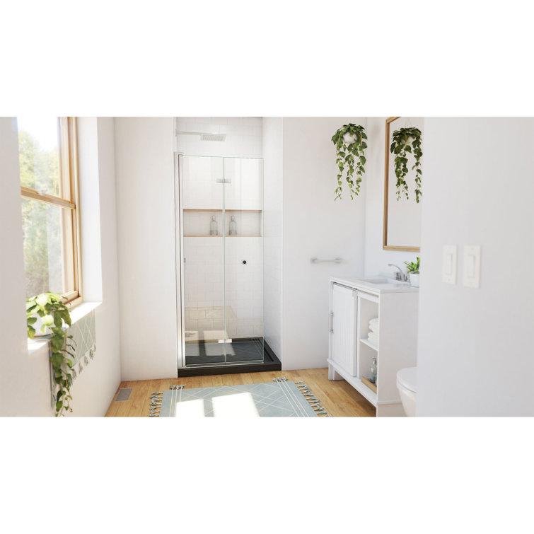 Aqua-Q Fold 32" x 32" Frameless Bifold Shower Kit with Brushed Nickel Finish