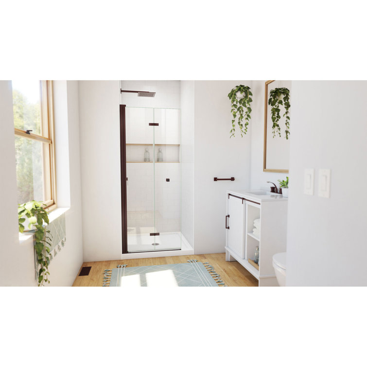 Aqua-Q Fold Frameless Square Shower Kit with Oil Rubbed Bronze Hardware