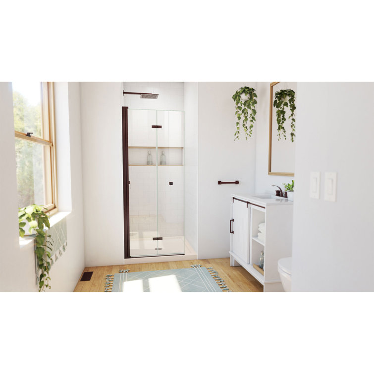 Aqua-Q Fold Frameless Square Shower Kit with Oil Rubbed Bronze Hardware