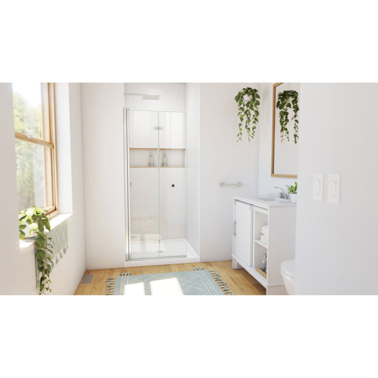 Aqua-Q Fold 32" x 32" Frameless Bifold Shower Kit with Brushed Nickel Finish