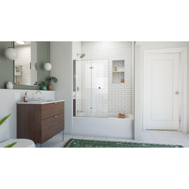Aqua-Q Fold 36" x 58" Frameless Chrome Bi-Fold Tub Door