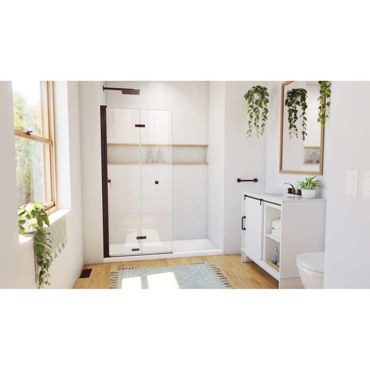 Oil Rubbed Bronze Frameless Bi-Fold Shower Door, 33.5" x 72"