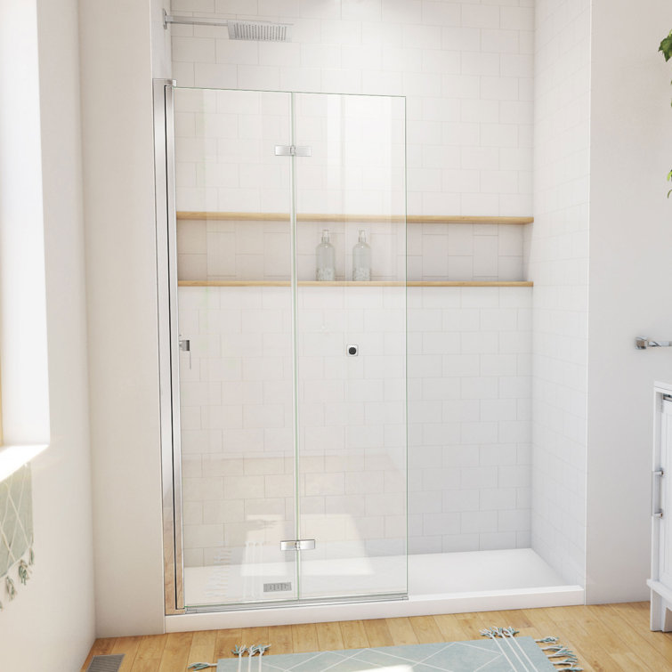 Aqua-Q Fold 33.5 W x 72 H Frameless Chrome Shower Door