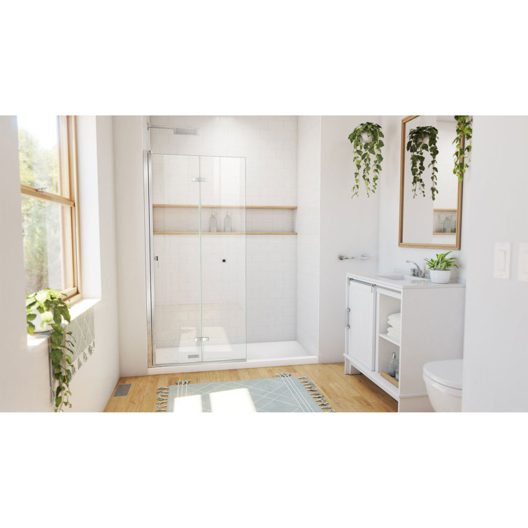 Aqua-Q Fold 33.5 W x 72 H Frameless Chrome Shower Door