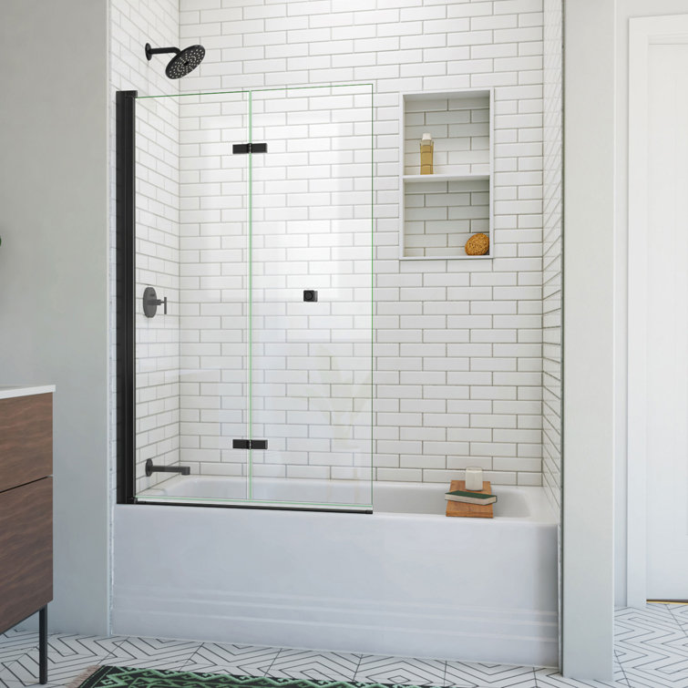 Matte Black Frameless Bi-Fold Tub Door 36" x 58"