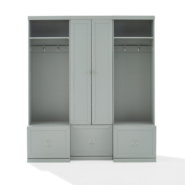 Gray 3-Piece Hall Tree Entryway Set with Storage
