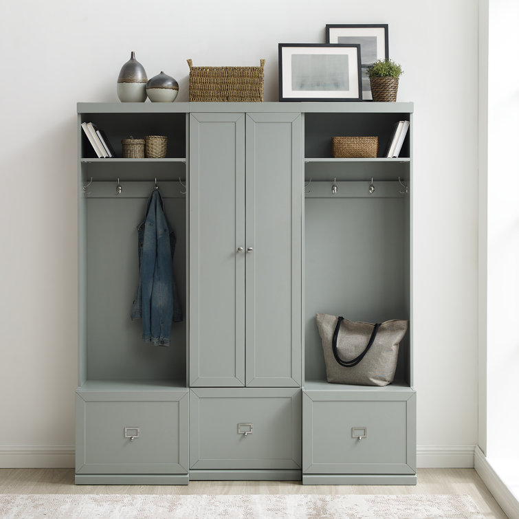 Gray 3-Piece Hall Tree Entryway Set with Storage