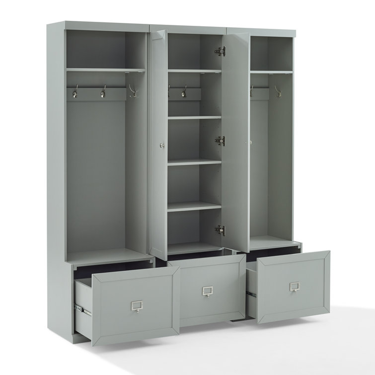 Gray 3-Piece Hall Tree Entryway Set with Storage