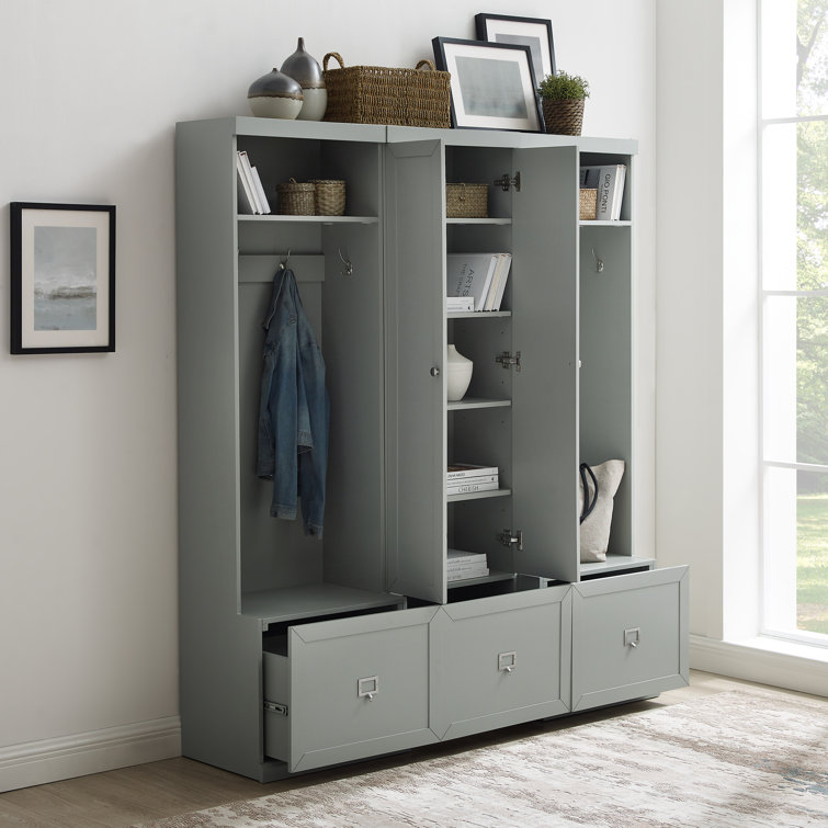 Gray 3-Piece Hall Tree Entryway Set with Storage