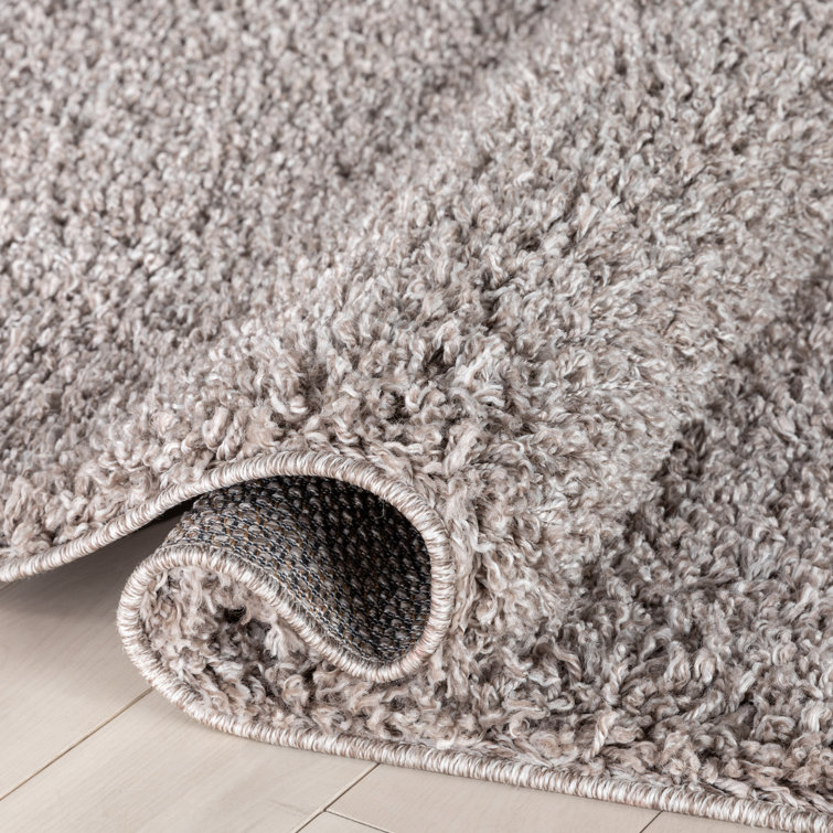 Luxurious Handmade Shag Rug in Beige, 8' x 10', Easy-Care Synthetic