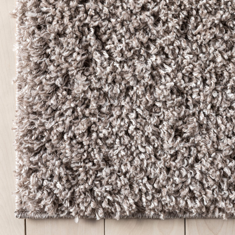 Luxurious Handmade Shag Rug in Beige, 8' x 10', Easy-Care Synthetic