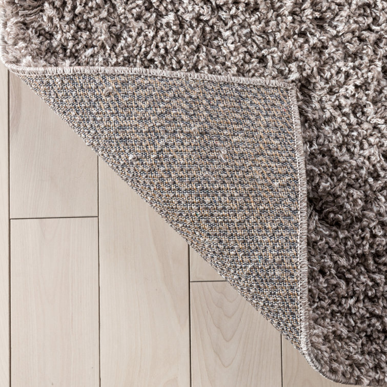Luxurious Handmade Shag Rug in Beige, 8' x 10', Easy-Care Synthetic