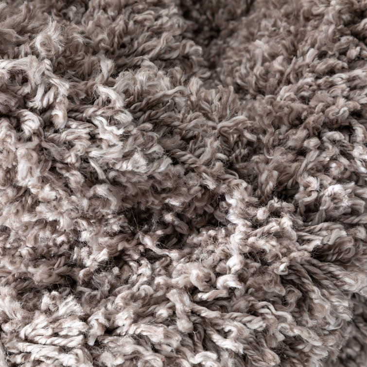 Luxurious Handmade Shag Rug in Beige, 8' x 10', Easy-Care Synthetic