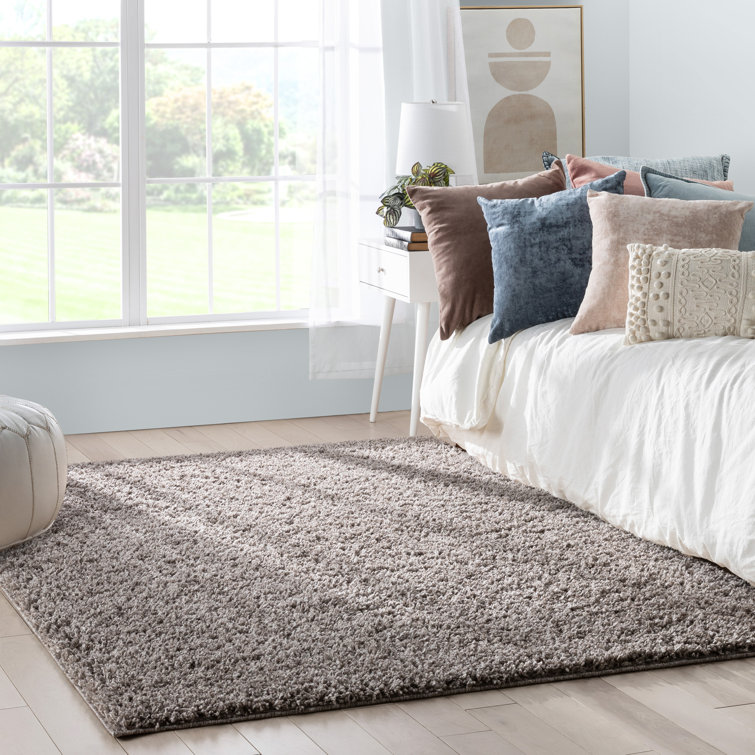 Luxurious Handmade Shag Rug in Beige, 8' x 10', Easy-Care Synthetic