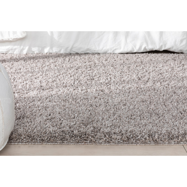 Luxurious Handmade Shag Rug in Beige, 8' x 10', Easy-Care Synthetic