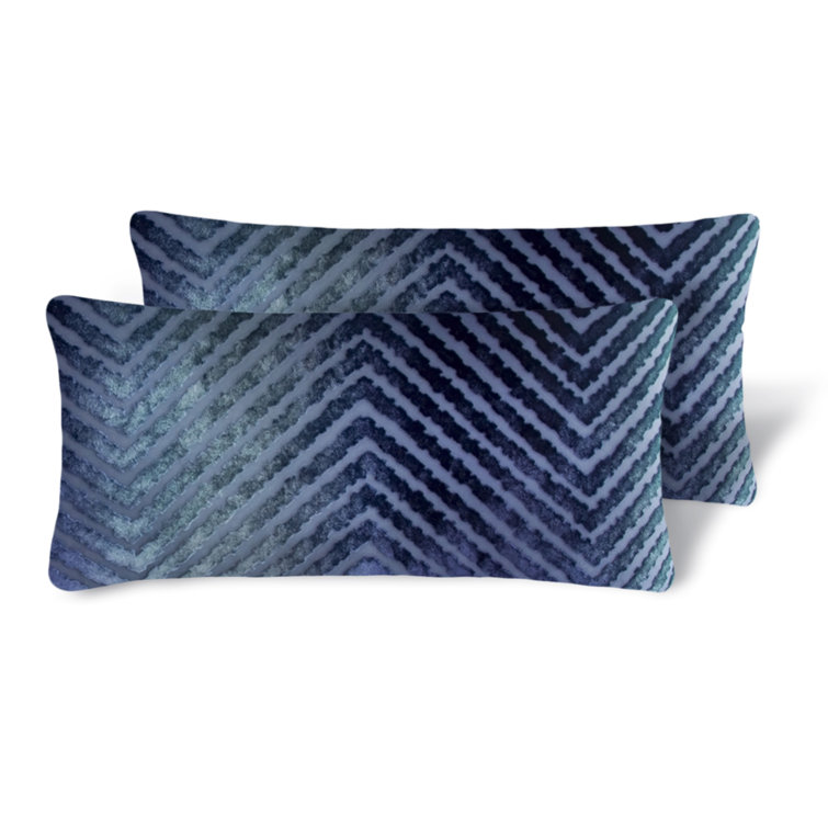 Chevron Mini Rectangular Gray Velvet Pillow Cover & Insert