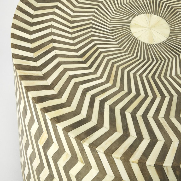 Sanderling Round Wood Bone Inlay Coffee Table