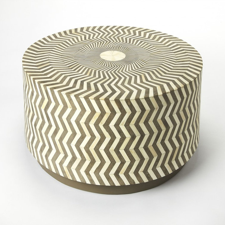 Sanderling Round Wood Bone Inlay Coffee Table