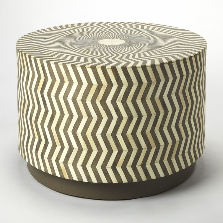 Sanderling Round Wood Bone Inlay Coffee Table