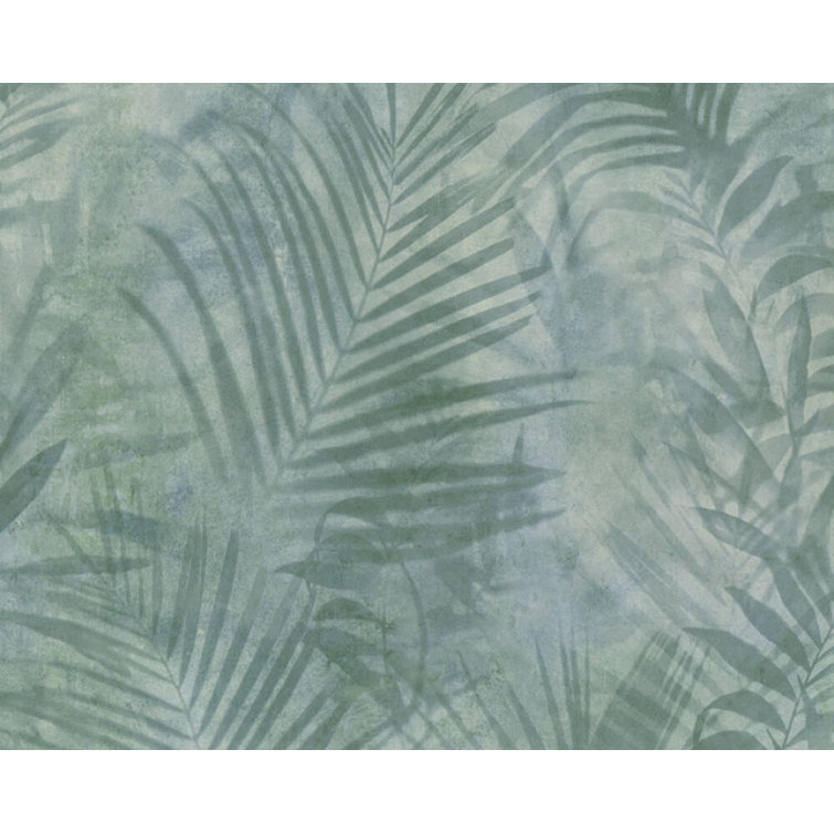 Green and Gray Textured Non-Woven Wallpaper Roll
