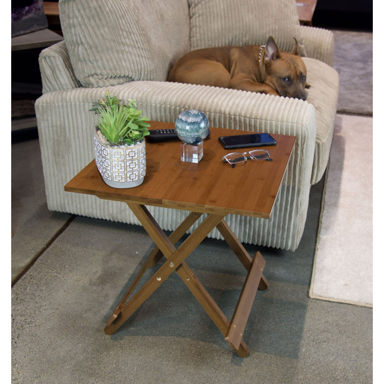 Caramel Bamboo 20'' Folding Portable Side Table