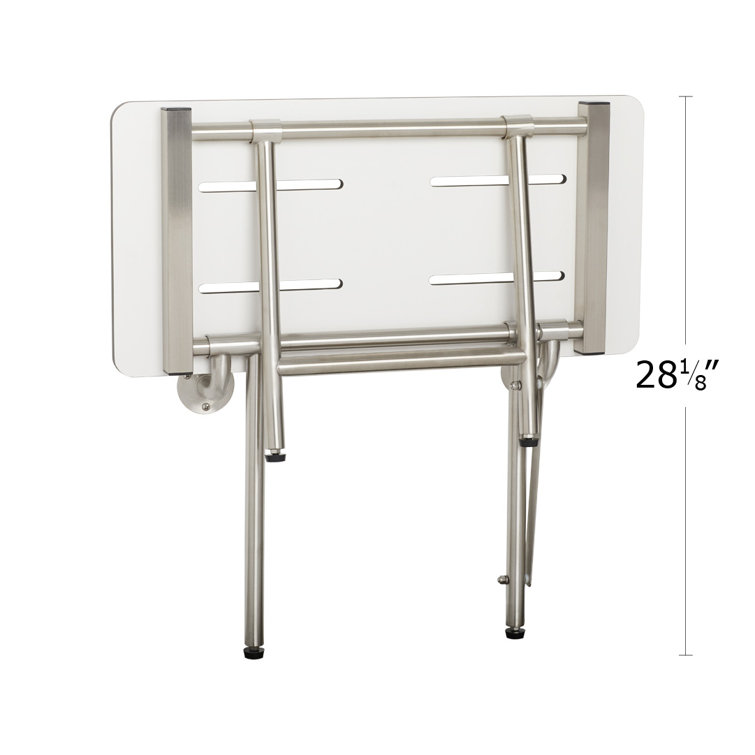 Seachrome White and Silver Adjustable Folding Shower Bench Seat