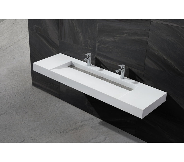 ADM Bathroom 18.9'' Square Trough, Wall Mount Bathroom Sink