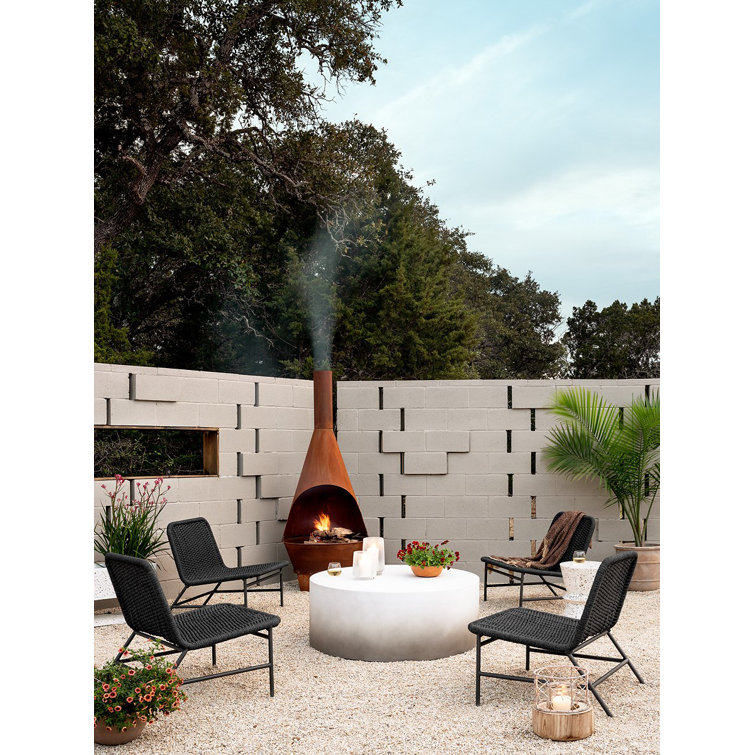 Slate Gray Ombre Round Metal Outdoor Coffee Table