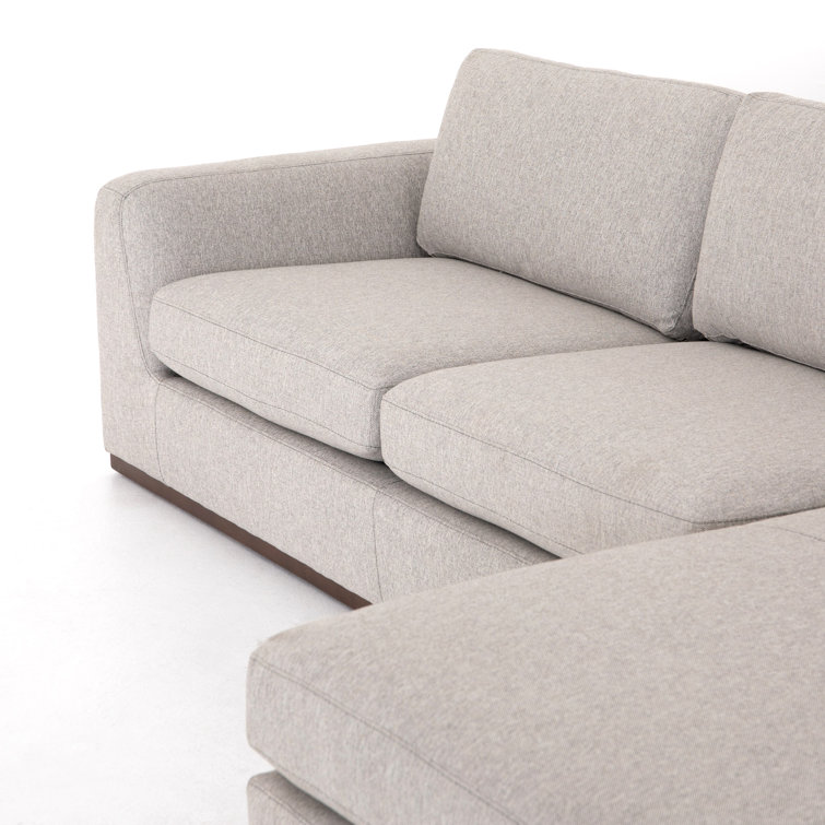 Aldred Silver Linen Blend L-Shaped Sectional Sofa