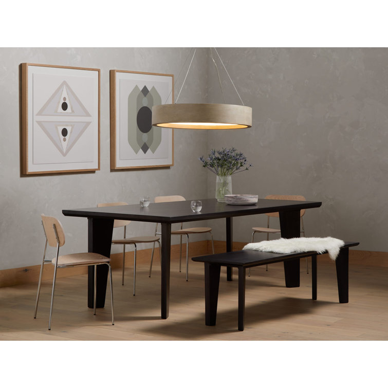 Contemporary Bronze Oak Veneer LED Chandelier 33"