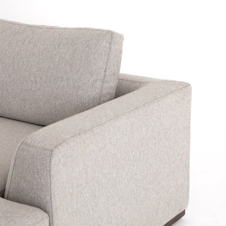 Aldred Silver Linen Blend L-Shaped Sectional Sofa