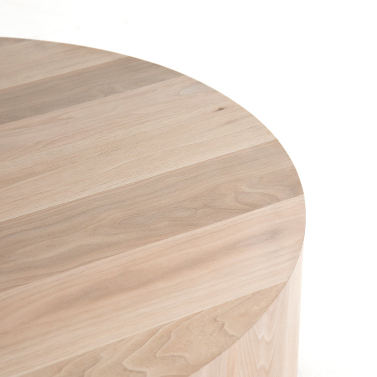 Contemporary Cream Wood Round Coffee Table, 40" Diameter