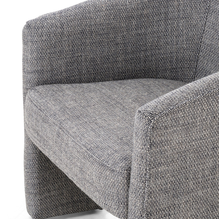 Barron Smoke Leather Barrel Chair with S-Spring Seat