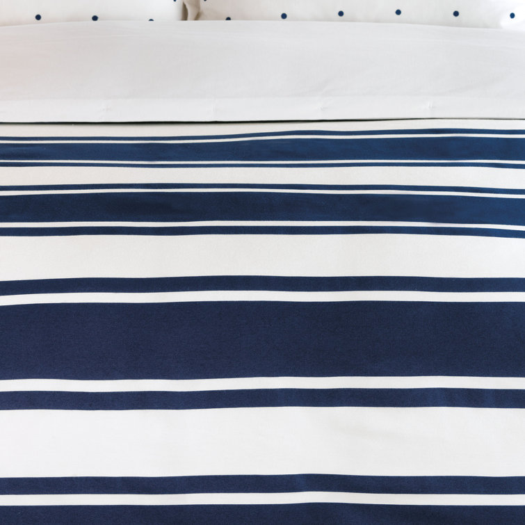 Seaside Serenity Twin White Rayon Striped Duvet Cover
