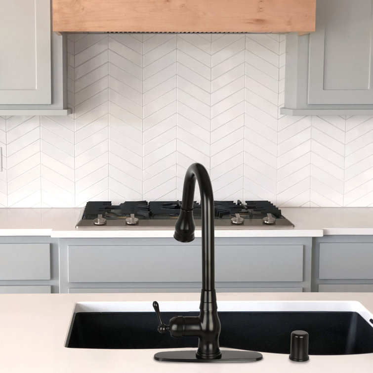 Matte Black Brass Pull-Down Kitchen Faucet with Single Handle