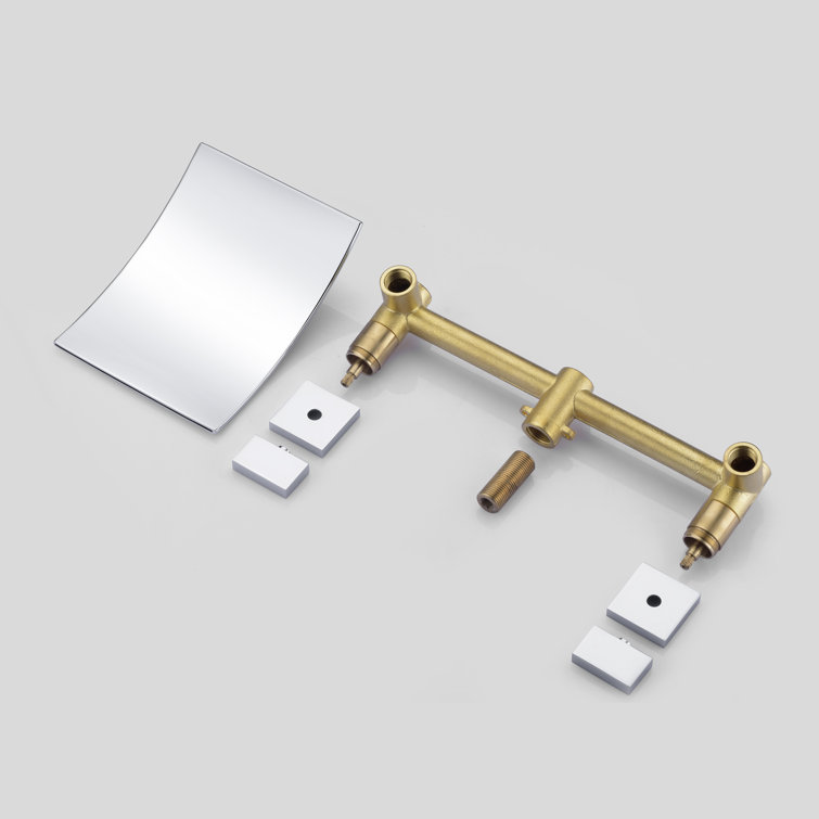 Chrome Waterfall Wall-Mounted Bathtub Faucet with Dual Handles