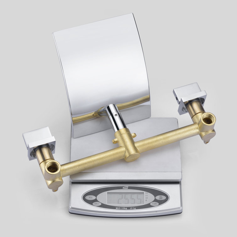Chrome Waterfall Wall-Mounted Bathtub Faucet with Dual Handles