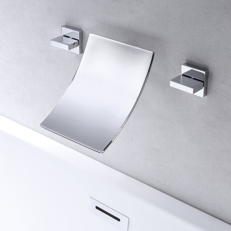 Chrome Waterfall Wall-Mounted Bathtub Faucet with Dual Handles