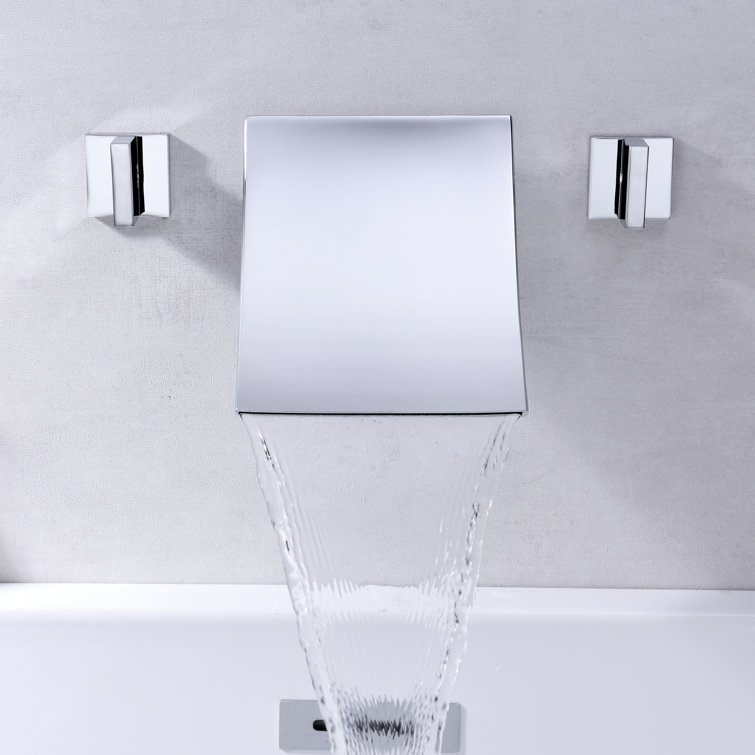Chrome Waterfall Wall-Mounted Bathtub Faucet with Dual Handles