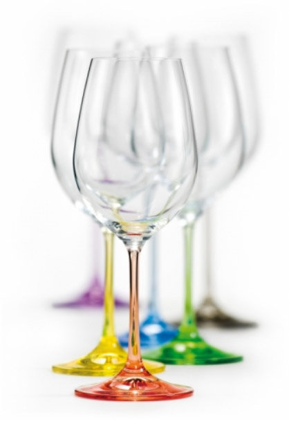 Rainbow Stem 12 oz Lead-Free Crystal Wine Glass Set