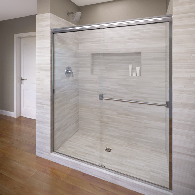 Classic 43''-47'' Silver Aluminum Semi-Frameless Shower Door