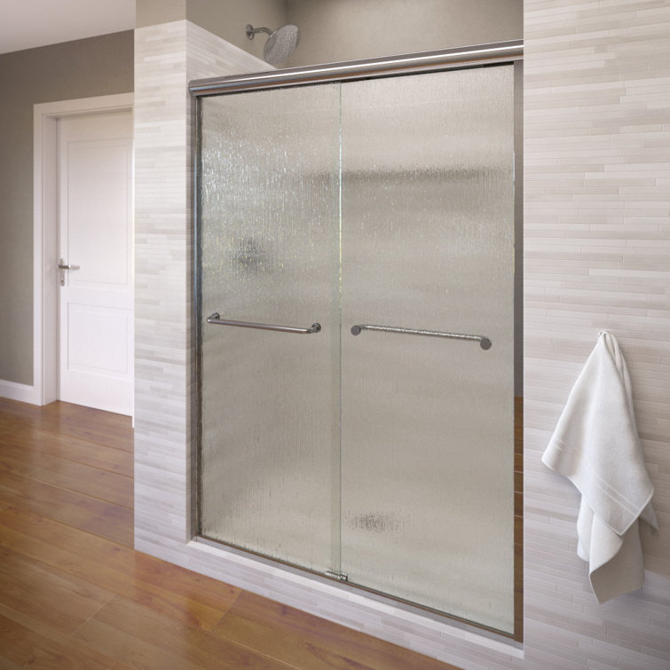 Infinity Chrome Semi-Frameless Sliding Shower Door with Rain Glass