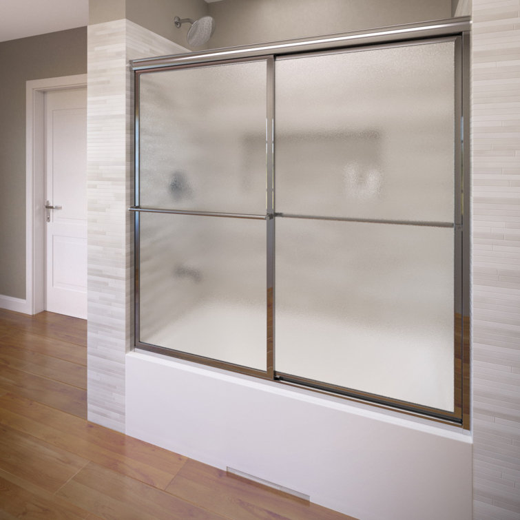 Deluxe 56" Frameless Chrome Sliding Tub Door