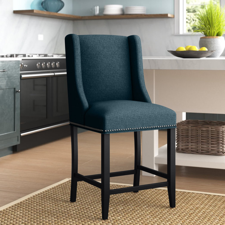 Azure Upholstered Fabric Counter Stool with Wood Frame