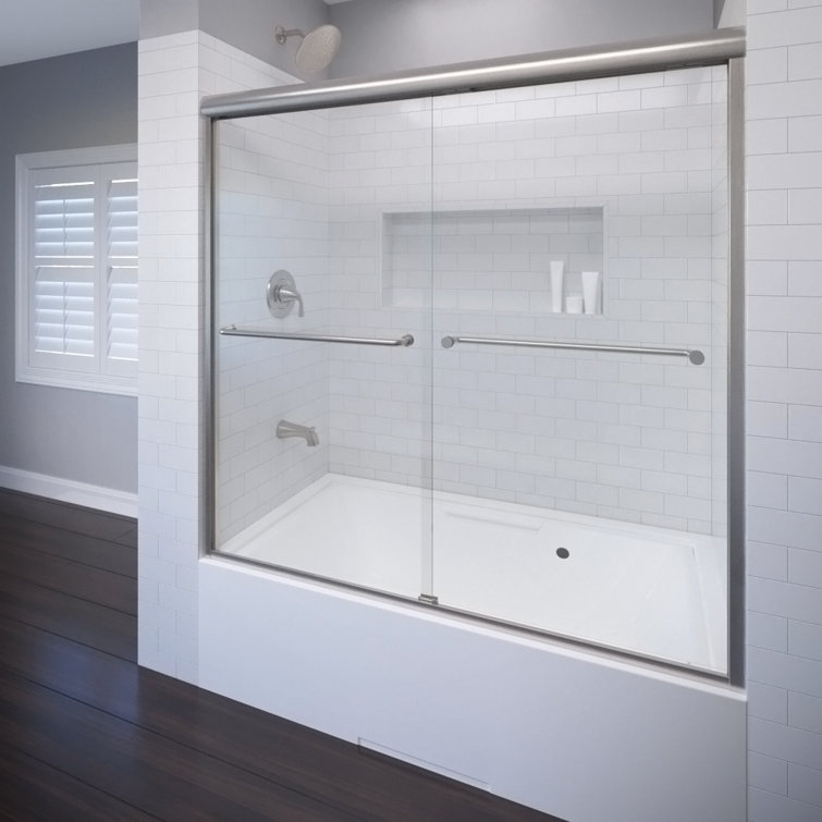 Celesta 60" x 58.25" Brushed Nickel Semi-Frameless Sliding Tub Door