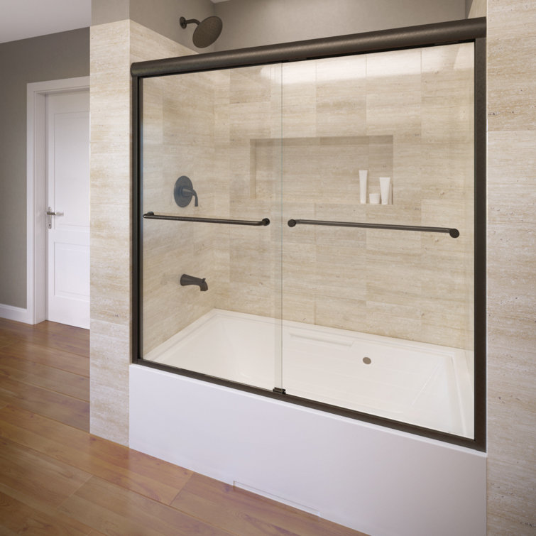 Celesta 60" Oil Rubbed Bronze Semi-Frameless Sliding Tub Door with Clear Glass