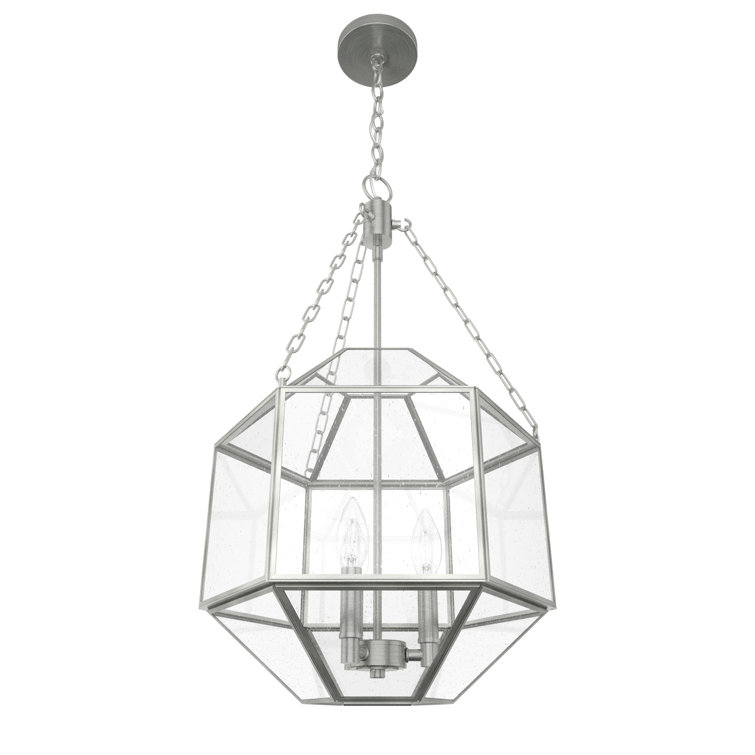 Indria Medium Brushed Nickel Glass Pendant Light